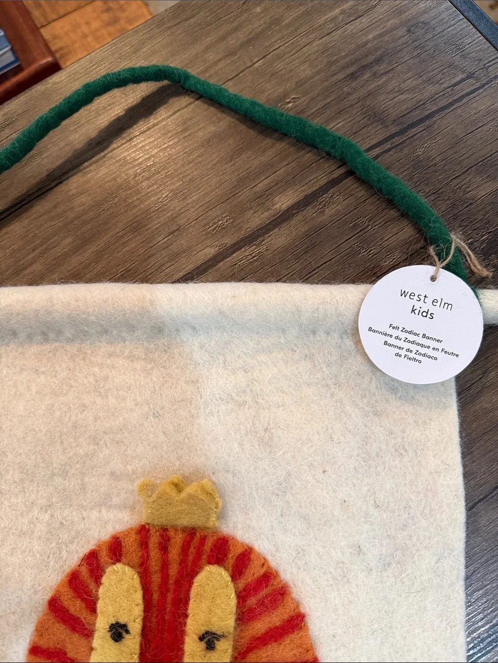 West Elm Leo Lion Felt Zodiac Banner.